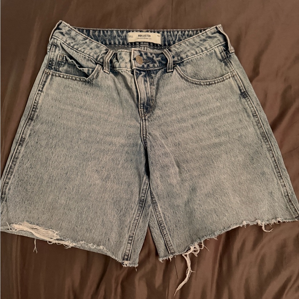 Hollister Women's Distressed Light Blue Jean Jorts